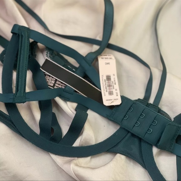 Victorias Secret Luxe Lingerie Unlined Balconet Strappy Banded Caged Bra Green - Picture 5 of 5